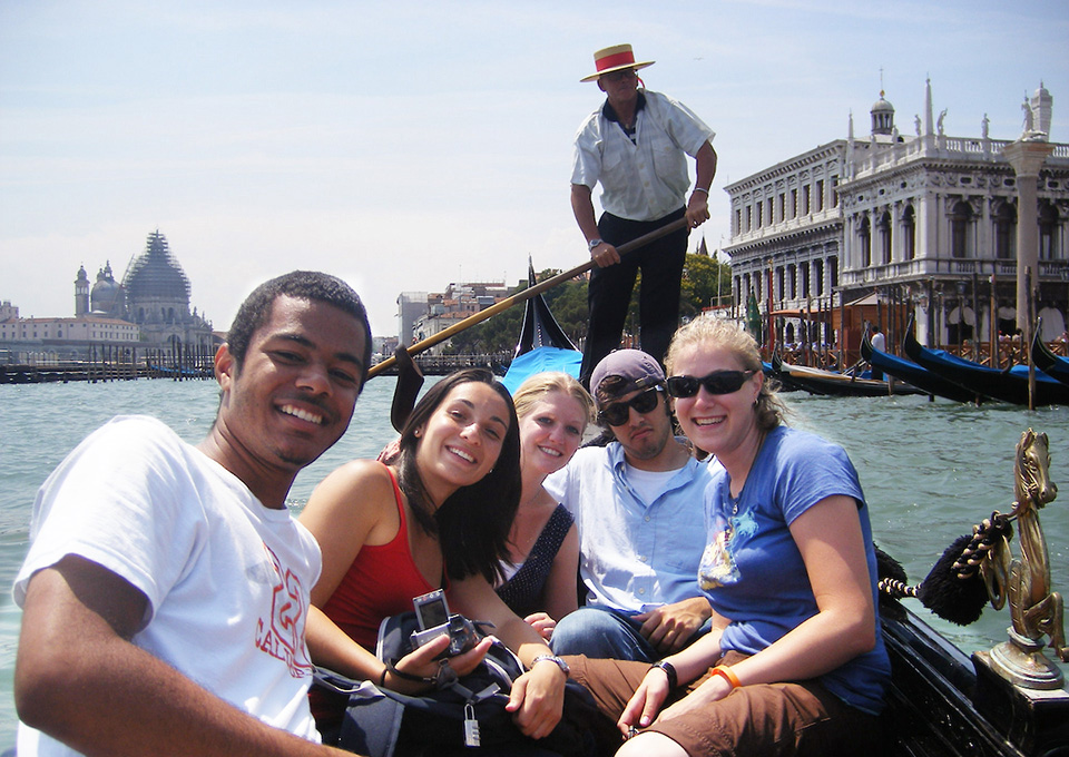 Emory students on a boat in Venice
